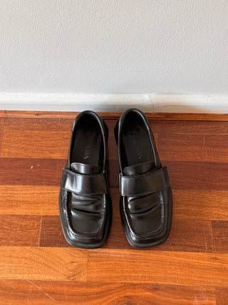 Prada Black Leather Loafers (Size UK 6)