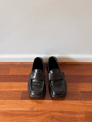 Prada Black Leather Loafers (Size UK 6)