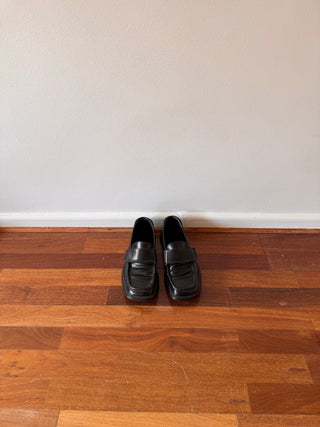 Prada Black Leather Loafers (Size UK 6)