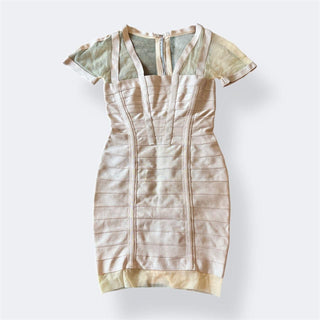 Herve Leger Beige Bandage Mini Dress (Size M)