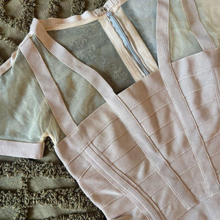 Herve Leger Beige Bandage Mini Dress (Size M)