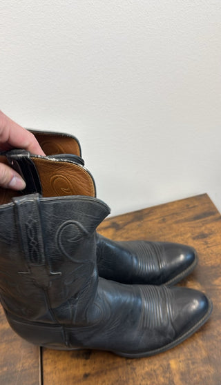 Lucchese Black Vintage Leather Cowboy Boots (Size US 10.5)