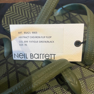 Neil Barrett Fatigue Green Abstract Chevron Flip Flops (Size EU 36)