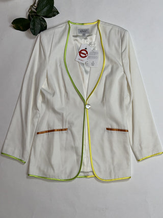 Apart Luminous White Blazer with Colorful Trim