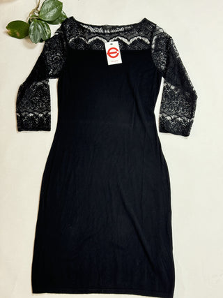 Espirit Lace-Trimmed Black Dress