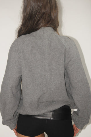 Grey Wool Zip-Up Jacket