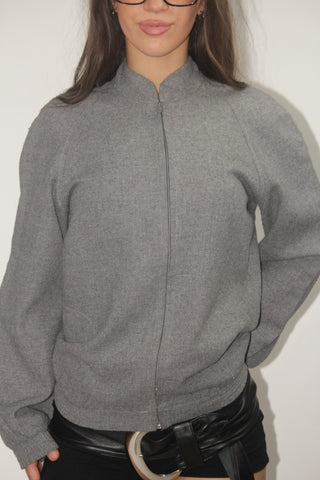 Grey Wool Zip-Up Jacket