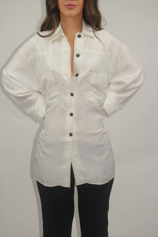 Gavamillo Off-White Silk Button-Up Shirt