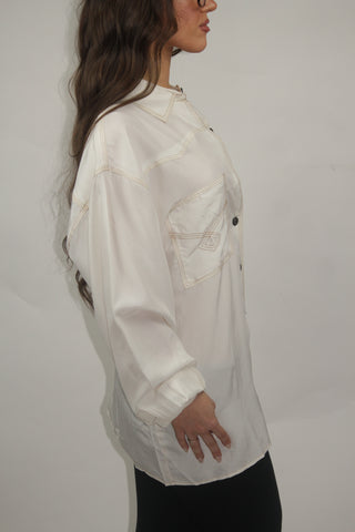 Gavamillo Off-White Silk Button-Up Shirt
