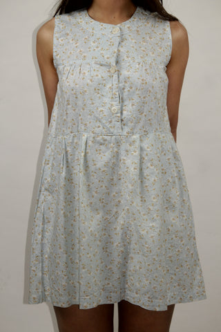 Baby-Blue Floral Button-Front Sundress