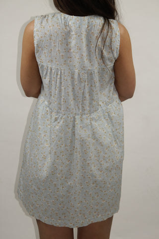 Baby-Blue Floral Button-Front Sundress